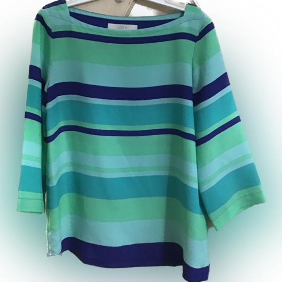 LOFT Tops - LOFT Sea Glass Striped Blouse